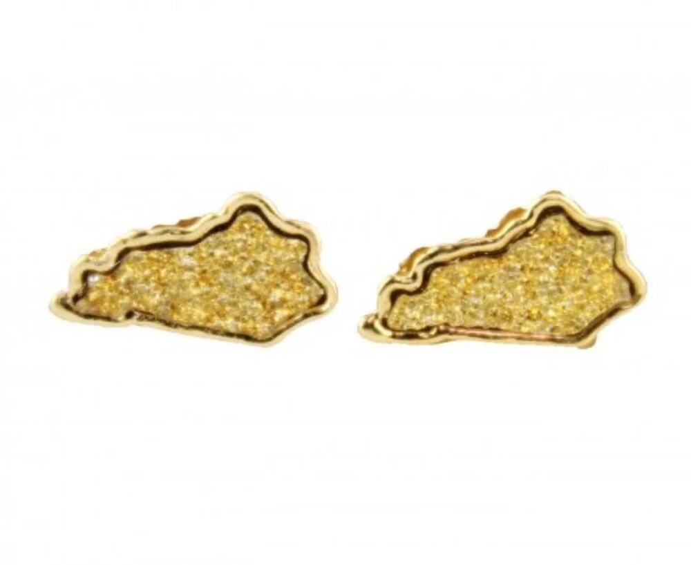 Kentucky Gold Glitter Stud Earrings